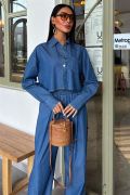 Denim Gömlek Plazzo Pantolon Takım 10163-08 resmi